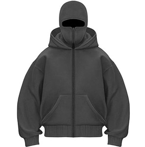 Sudadera con capucha ninja extragrande de forro polar con cremallera y hombros caídos, transpirable, unisex, con cubre rostro, para ciclismo - Product Image 5