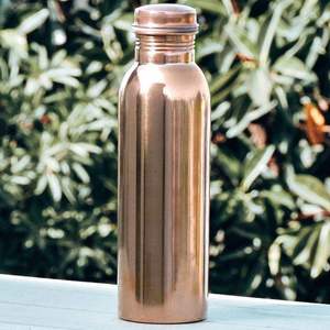 Contemporary Copper <b>Water</b> Bottle Mirror Polish Leakproof Refillable Wellness Drink <b>Container</b> Everyday Office Travel Outdoor Use - Product Image 1