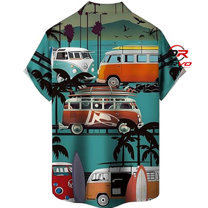 Chemise hawaïenne pour homme, tricotée, 100% polyester, 140g, manches courtes, col rabattu, imprimé perroquet, décontractée, pour l'été, la plage, ORVO Sports - Product Image 6