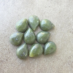 Piedra Preciosa de Jade Nefrita Verde Natural AAA+ en Forma de Pera, Cabujón con Reverso Plano, Calibrada, para Joyería - Product Image 5