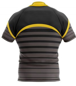 Ensemble de maillot de rugby sublimé noir et rouge pour homme, manches courtes, respirant, coupe athlétique, toutes saisons, imprimé géométrique - Product Image 4