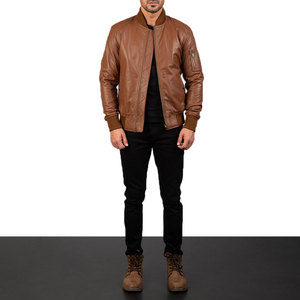 Blouson de moto en cuir PU vintage coupe ajustée pour homme, collection hiver 2026 – Vente en gros - Product Image 1