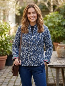 Handmade <b>Reversible</b> Quilted Winter <b>Coat</b> with Floral Pattern Silk Lining V-neck Collar-Manufacturer & Wholesaler - Product Image 6