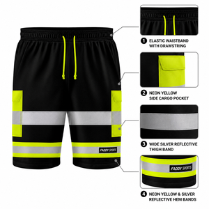 High-Visibility Safety Workwear Shorts with Reflective Tape and Cargo Pockets for Construction and Industrial Uniforms - Product Image 5