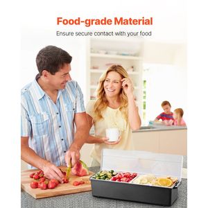 Contenitore Refrigerato a 4 Scomparti per Condimenti con Coperchio BA e Vassoio per Guarnizioni - Product Image 5