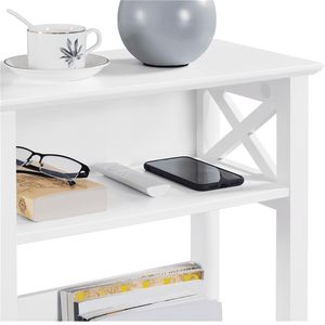 Tavolino Moderno a 3 Ripiani con Mensola Portaoggetti Bianco Arredamento per Soggiorno - Product Image 3
