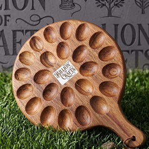 Bandeja de madera premium superventas para huevos rellenos, con 24 agujeros, redonda, con asa, para cocina y fiestas - Product Image 1