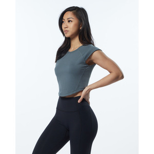 Camiseta Deportiva Corta para Mujer, Estilo Casual, Sin Mangas, Dobladillo Enrollado, Corte Ajustado, para Yoga y Running, 100% Algodón Transpirable, con Logotipo Tejido - Product Image 2