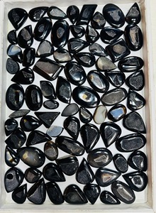 Pierre précieuse naturelle en druze d'onyx noir en vrac, forme personnalisée, pour bijoux, pierres de druze étincelantes, vente en gros - Product Image 3