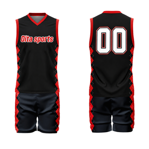 Uniforme de Voleibol Negro y Rojo, Conjunto de Camiseta sin Mangas Sublimada y Pantalones Cortos, Ropa Deportiva para Equipos, Atuendo de Entrenamiento y Partido Personalizado - Product Image 1