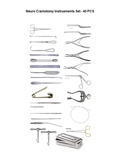 Kit chirurgical réutilisable de 40 pièces pour craniotomie neurochirurgicale en acier inoxydable de qualité supérieure pour la base du crâne - Product Image 1