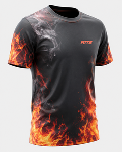 Camiseta RITS para Hombre, Manga Corta, Cuello Alto, Informal, de Forro Polar, Poliéster/Algodón, Negra con Dorado, Sublimación, Secado Rápido, Corte Regular - Product Image 3