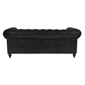 Elegant Genuine Leather Two Seater Chesterfield <b>Sofa</b> with Quilted Upholstery & Rolled Arms Solid Wood <b>Legs</b> Classic Lounge Couch - Product Image 4