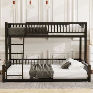 Letto a Castello in Metallo Nero Twin XL Sopra Queen, Facile da Montare, con Scala e Sponde di Sicurezza - Product Image 2