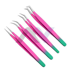 Pinzas con Punta de Fibra para Extensiones de Pestañas, 4 Piezas, Pinzas para Extensiones de Pestañas de Volumen, para una Aplicación Precisa - Product Image 1