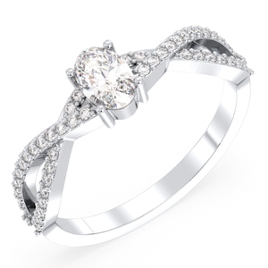 Anillo Solitario de Moissanita de Corte Ovalado de 0.52 Quilates en Oro Sólido de 14K, Diseño Original REYES, para Mujer, Regalo de Compromiso o Boda - Product Image 1