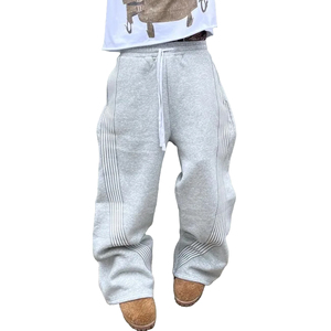 High Quality Blank Baggy Wide Leg Trousers Men <b>Joggers</b> Custom Y2k Cargo Oversized <b>Stacked</b> Pants Men Flared Sweatpants - Product Image 5