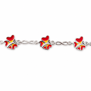 925 Sterling Silver Butterfly <b>Anklet</b> with Red Enamel Accents High Polish Nature Inspired Fashion Jewelry for Women Girls Daily W - Product Image 3