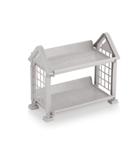 House-Shaped Double Tier Non-Folding Multifunction Storage Rack <b>Plastic</b> Minimalist Kitchen Organizer for Sundries and Decor - Product Image 3
