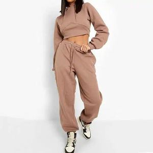 Conjunto Deportivo de 2 Piezas para Mujer, con Encaje, Top Corto y Pantalones, Transpirable, con Capucha, para Gimnasio y Fitness, Tallas Personalizadas - Product Image 3