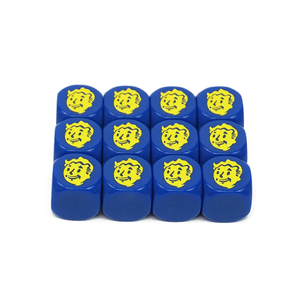 Dés en résine bleue avec visage de Vault Boy et motif symbole atomique pour les fans de Fallout – Dés de jeu de collection - Product Image 4
