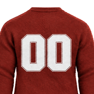 Pull en tricot doux et chaud pour homme, rouge rouille, col rond, manches longues, décontracté, hiver, avec logo personnalisé en relief - Product Image 4