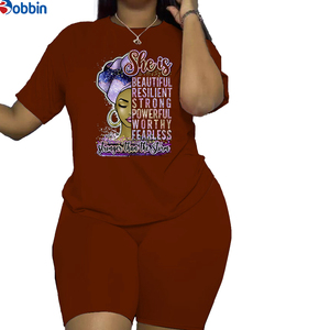 Ensemble 2 pièces personnalisé pour femme, nouvelle mode été, t-shirt à manches longues et short, survêtement imprimé, tenue décontractée - Product Image 5