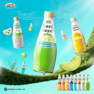 น้ำโหระพาบรรจุขวด 290 มล. น้ำผลไม้พร้อมเมล็ด ขายส่ง ราคาโรงงาน ผู้ผลิตเครื่องดื่มเพื่อสุขภาพในเวียดนาม - Product Image 6