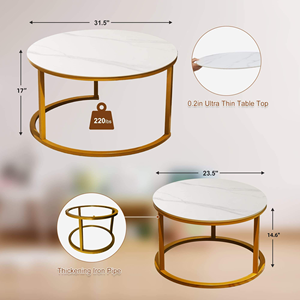Mesa Auxiliar Moderna y Sencilla con Tapa de Mármol para Café y Té, Precio de Fábrica, para Dormitorio u Hogar, Material Metálico - Product Image 3