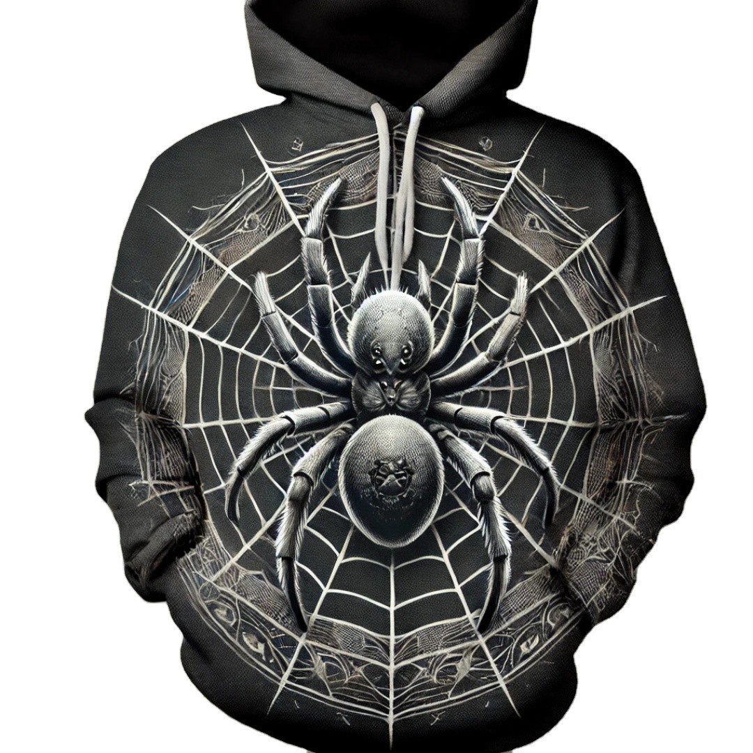 国内で当店のみ DND4DES - Distressed Spider Web Embroidered DENIMGUYS Custom Spider Web Embroidery Hoodies for Men