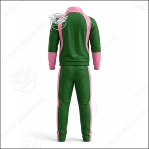 Ensemble de survêtement personnalisé rose et vert, veste zippée à manches longues unisexe avec logo brodé et impression 1908 - Product Image 2