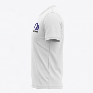 Camiseta de algodón blanca de manga corta con cuello redondo para hombre, ajuste holgado, estilo casual, tejido de punto, color liso, diseño en blanco, compresión 180g - Product Image 3