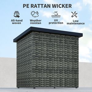 Tavolino da Esterno Quadrato in Vimini Grigio Misto con Foro per Ombrellone da 1,5 Pollici, Telaio Pieghevole Resistente ai Raggi UV e Spazio di Archiviazione - Product Image 5