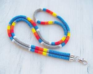 Cordon de cou perlé bohème coloré, porte-clés fait main et porte-badge de bureau au meilleur prix - Product Image 1