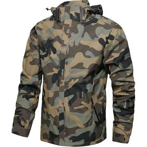 Water Resistant Jacket With Detachable Hood Adjustable Drawstring Hem Elastic Cuffs On Wrists Windbreaker Jacket - Product Image 1