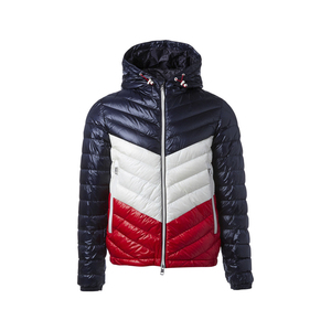 Blouson matelassé à capuche pour homme, color-block, rembourré de duvet, en nylon, fermeture éclair, coupe-vent, décontracté, vêtement d'extérieur pour l'hiver - Product Image 2
