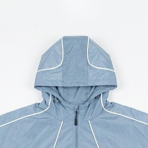 Wholesale Custom Logo Light Blue Men's Polyester <b>Wind</b> <b>Breaker</b> Shorts Sets Summer Breathable Quick Dry Outwear Highstreet Hoodies - Product Image 6