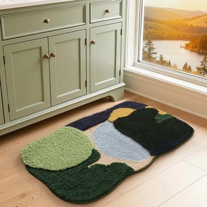 Abstract Pattern Cotton Bath Mat Novelty Shape Non-Slip Rubber Backing <b>Thick</b> Tufted Floor <b>Rug</b> for Home Use - Product Image 2