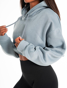 Sudadera con Capucha de Algodón Oversize con Diseño Personalizado OEM de Alta Calidad, Bordado 3D Frontal, Tipo Crop Top, de Forro Polar, con Cremallera, para Invierno - Product Image 4