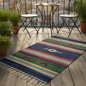 Tapis et chemins de table en peluche de coton faits main à motifs floraux, design moderne, lavables en machine, réversibles, pour la maison, le voyage et l'usage commercial. - Product Image 1