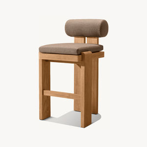 Bar et comptoir Vigo en teck massif avec coussin en tissu résistant au soleil pour usage extérieur. - Product Image 2