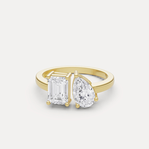Anillo de Diamantes Cultivados en Laboratorio Toi Et Moi de Diseño Único, Anillo de Compromiso de Dos Piedras para Mujer, Regalo de Propuesta de Matrimonio, Joyería en Venta - Product Image 1