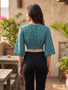 Blusas Elegantes de Rayón para Mujer, Cuello en V, Manga Corta, Diseño Geométrico Vintage, Estilo Casual, Tejidas, Ecológicas, Bonitas, para Playa o Verano - Product Image 4