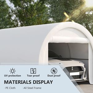 Tenda Garage/Deposito Portatile Rinforzata 16FT X 10FT con Cerniera, Copertura Anti-UV in PE per Auto e Camion, in HDPE per Parcheggio e Stoccaggio - Product Image 4