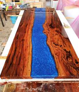 Bulk Modern <b>Blue</b> Epoxy Resin Accent End <b>Table</b> Wholesale Ottoman Side <b>Table</b> Custom Clear Resin Bedroom Furniture Supplier - Product Image 1