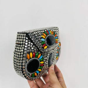 Embrague de fiesta con cuentas de plata antigua, arcoíris multicolor, escultura pulida moderna, bolso de hombro de Metal hecho a mano, artesanías de Metal - Product Image 4