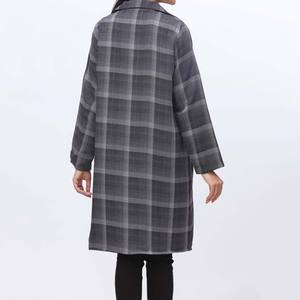 Abrigo de cuadros de franela gris talla XS PW3194 - Product Image 1