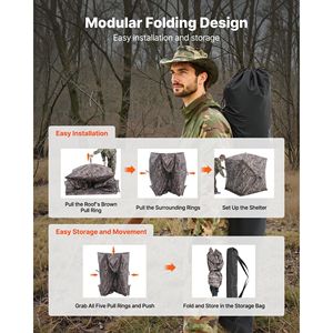 270-Degree See-Through Ground Blind for Hunting 2-3 Person Pop up Deer Blind Carrying Bag Portable Resilient Hunting Products - Product Image 6