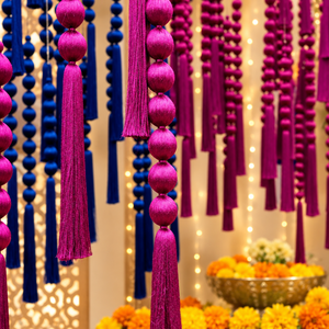 Guirnaldas de Bolas de Tela de Seda Multicolor para Decoración de Bodas, Navidad, Pascua, Haldi, Mehendi, Decoración para Fiestas, Adorno para Puerta del Hogar - Product Image 5
