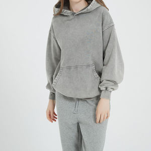 Women's Casual Acid Wash Fleece Hoodies Wholesale Customizable Front Digital Printing Plain Dyed <b>for</b> Winter Season Use OEM - Product Image 3